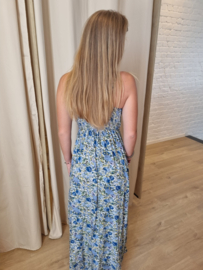jurk blauwe print flosjes