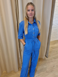 jumpsuit uit stevige stof kobaltblauw