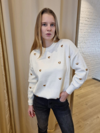 trui met gouden hartjes ecru