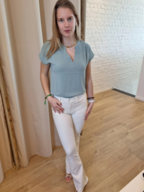 Hoge taille bootcut super stretch crème