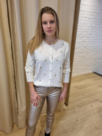 cardigan met gouden hartjes ecru