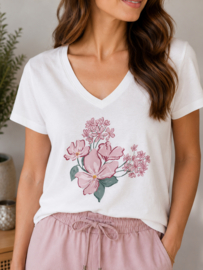 T-shirt roze bloem