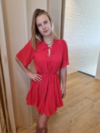 jurk met bindlintje frul koraal KILKY