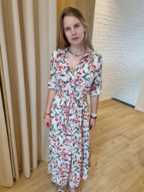 maxi-jurk viscose bloemen wit