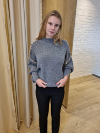 trui met kleurband grijs