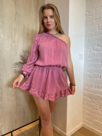 playsuit tetra broderie donkerroze