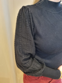 aansluitend truitje met licht glanseffect in de mouwen zwart