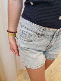 Toxik3 jeansshortje met madeliefjes H2776