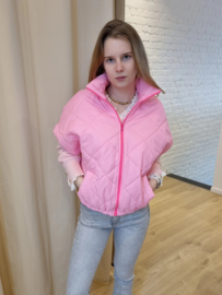 mouwloos donsjasje roze