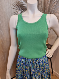 tricot topje met gegolfde randjes (lichtblauw - groen - marineblauw - roze)