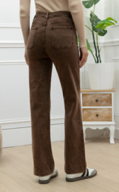 FR hoge taille wide fit met knoopdetail chocolat brown