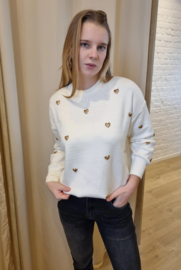 trui met gouden hartjes ecru