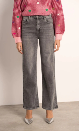 Sister wide jeans met hoge taille en super stretch gebleekt grijs