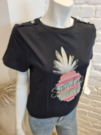 T-shirt ananas zwart
