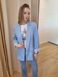 blazer streepdetail lichtblauw