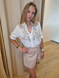 blouse ecru met gouden motief