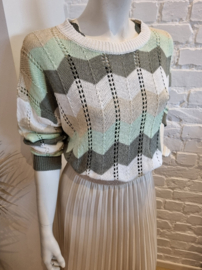 maxi-rok met gouden boord beige