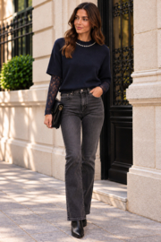 Toxik3 mid waist lichte bootcut push up jeans antraciet L21616
