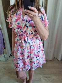 overslagjurk met roze print