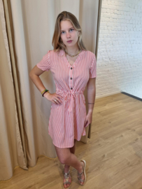 jurk met streepjes en treklintje  rood/wit JDYLAUREL
