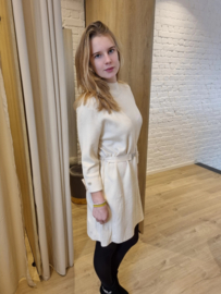 ecru gebreide jurk met strass riem