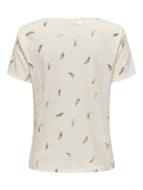 JDYDORA DODO S/S FOIL V-NECK TOP JRS ecru