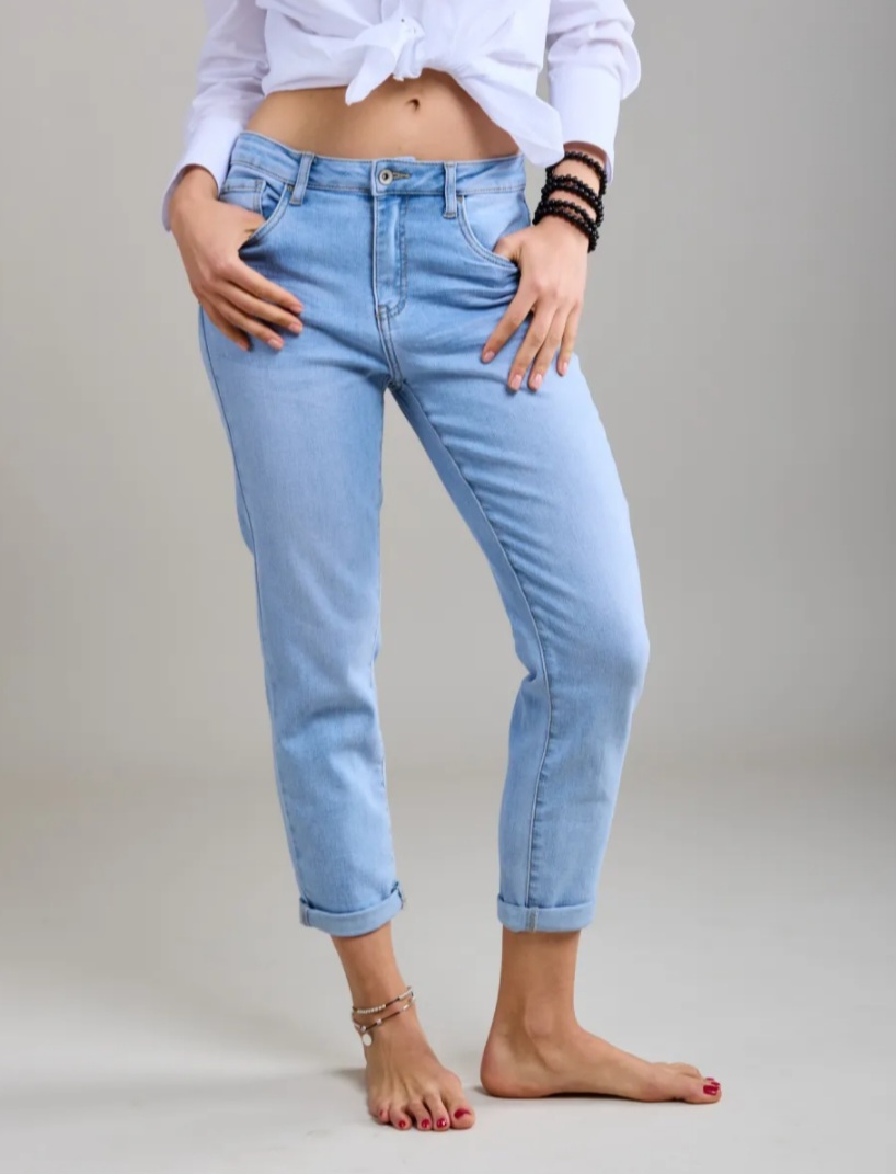 Toxik middelhoge taille mom fit licht bright blue L20029-24
