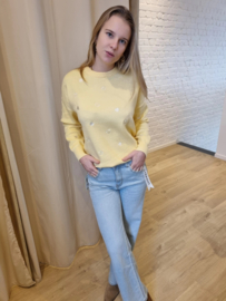 trui met hartjes lichtgeel