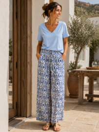 basic T-shirt V-hals lichtblauw