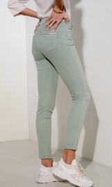 Onado slim jeans met detail kaki H2594