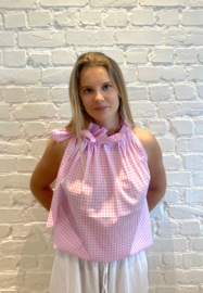 bloustop fronsjes ruitjes roze