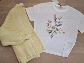 ruime cardigan in gebreid motief lichtgeel