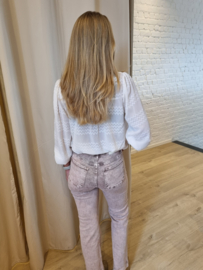 blouse met lurex ecru