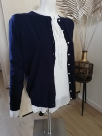 fijne cardigan parelknoopjes donkerblauw