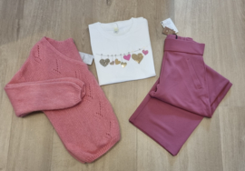 T-shirt hartjes roze/groen (maat L/XL)