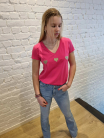 T-shirt hartjes fuchsia