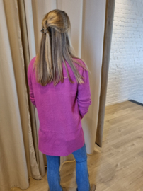 katoenen hemd met bloemetjesprint roze/lila
