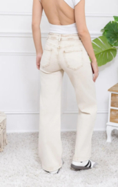 FR hoge taille wide fit washed beige