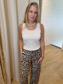 losse broek in viscose met camel luipaardprint