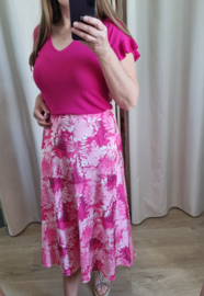 gladde rok met print fuchsia