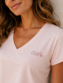 T-shirt chèrie creme roze