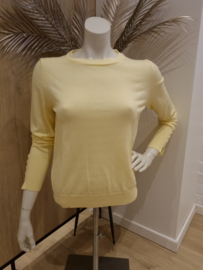 trui met zilveren knoopjes lichtgeel