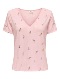 JDYDORA DODO S/S FOIL V-NECK TOP JRS roze
