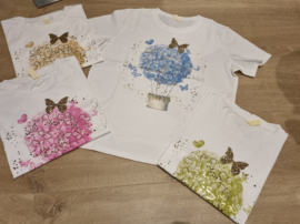 T-shirt ballon blauw / roze / goud / groen (maat L/XL)