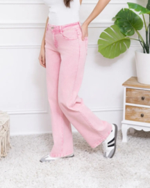 FR hoge taille wide fit washed roze