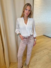blouse met lurex ecru