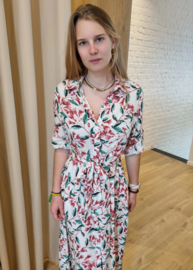 maxi-jurk viscose bloemen wit