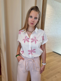 hemdje zonder mouwtjes broderie roze suzzy&milly