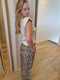 losse broek in viscose met camel luipaardprint