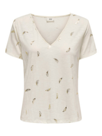 JDYDORA DODO S/S FOIL V-NECK TOP JRS ecru